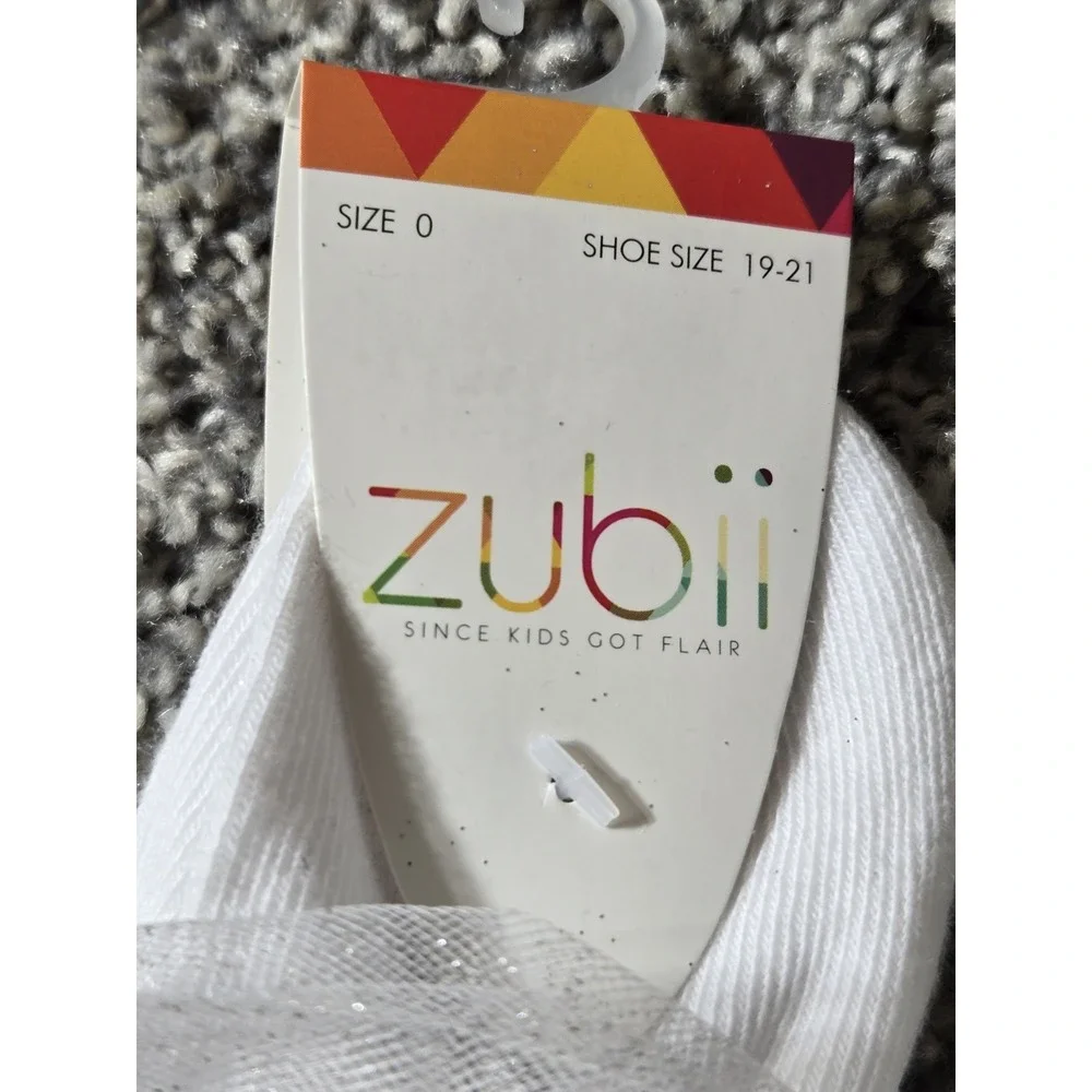 STOCKING STUFFER Zubii Girls 5 Designer Dress Socks White Bow‎ Shoe Sz 4T - 5.5